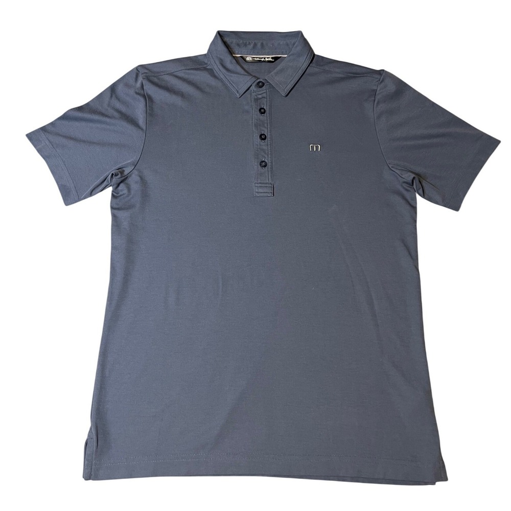 TravisMathew Mens Short Sleeve Polo Shirt Blue‎ Gray Golf 1MW560 Size S